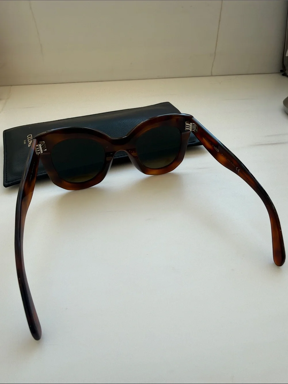 Celine Tortoiseshell Round Sunglasses with Brown Lenses